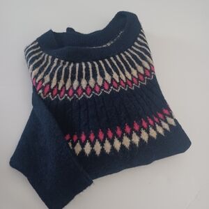 LK NEW Croft & Barrow Navy Fair Isle Crew Neck Sweater Plus Sz 2X